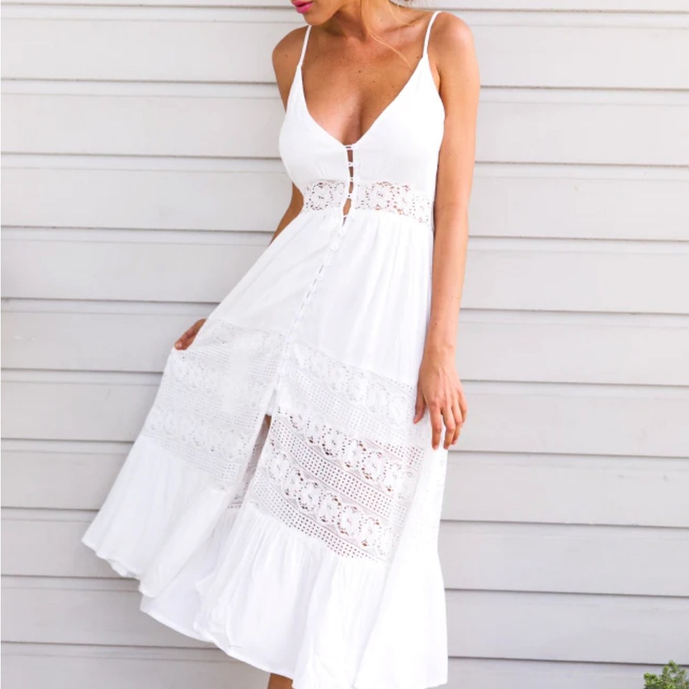 Hello Molly BUTTER CAKE MIDI DRESS WHITE